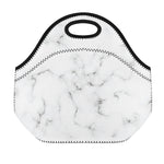 White Grey Smoke Marble Print Neoprene Lunch Bag