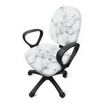 White Grey Smoke Marble Print Office Chair Cover