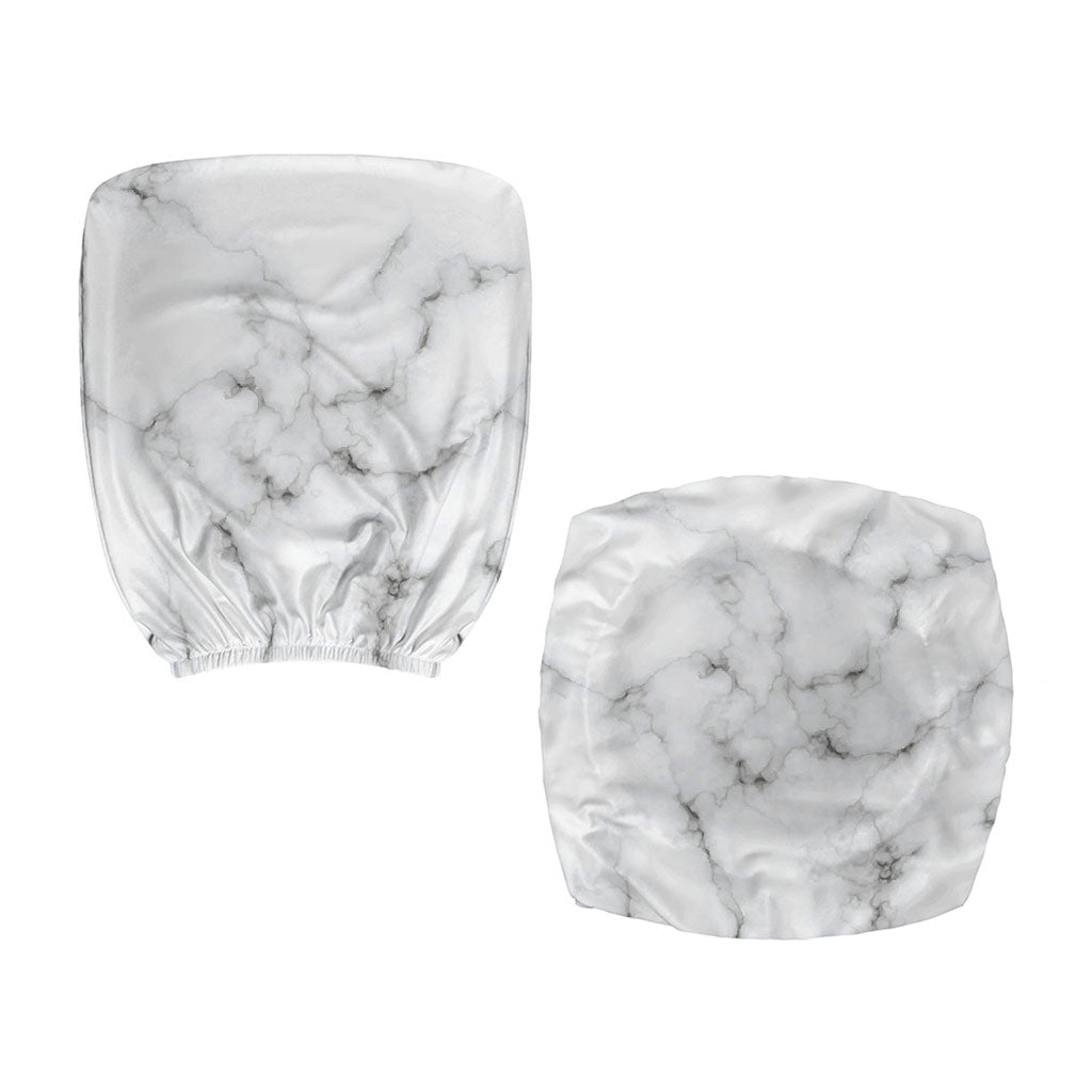 White Grey Smoke Marble Print Office Chair Cover