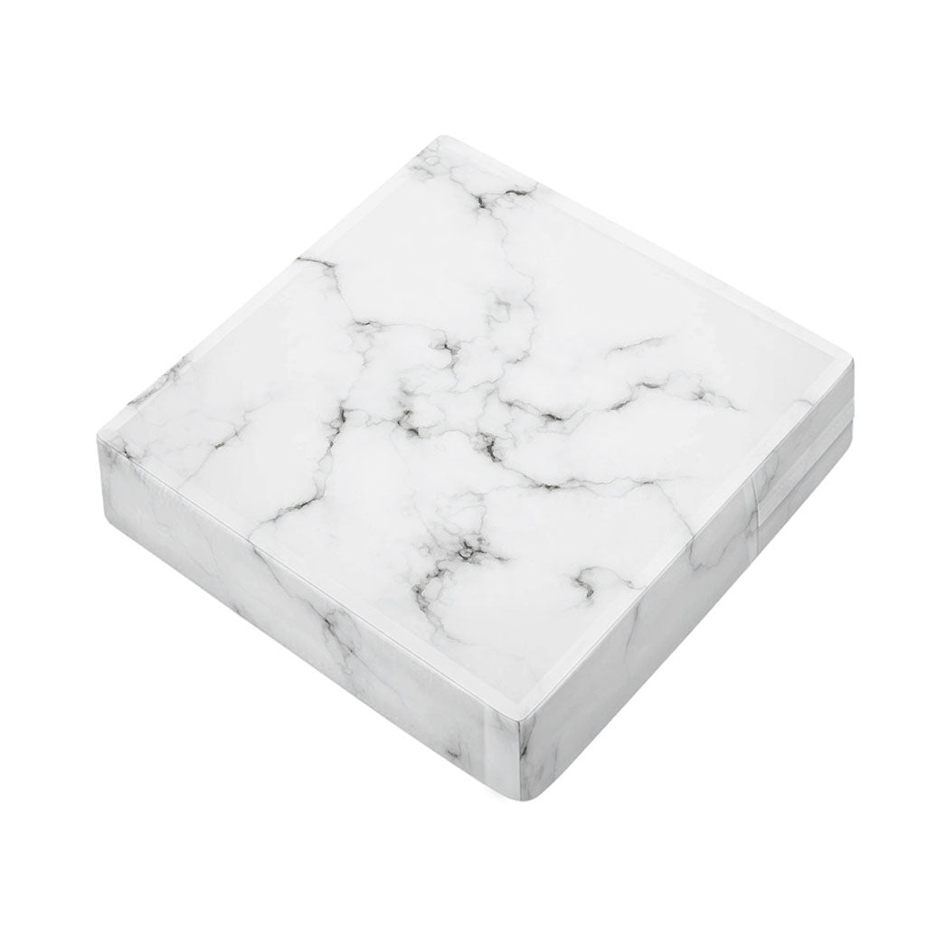 White Grey Smoke Marble Print Outdoor Seat Cushion Cover