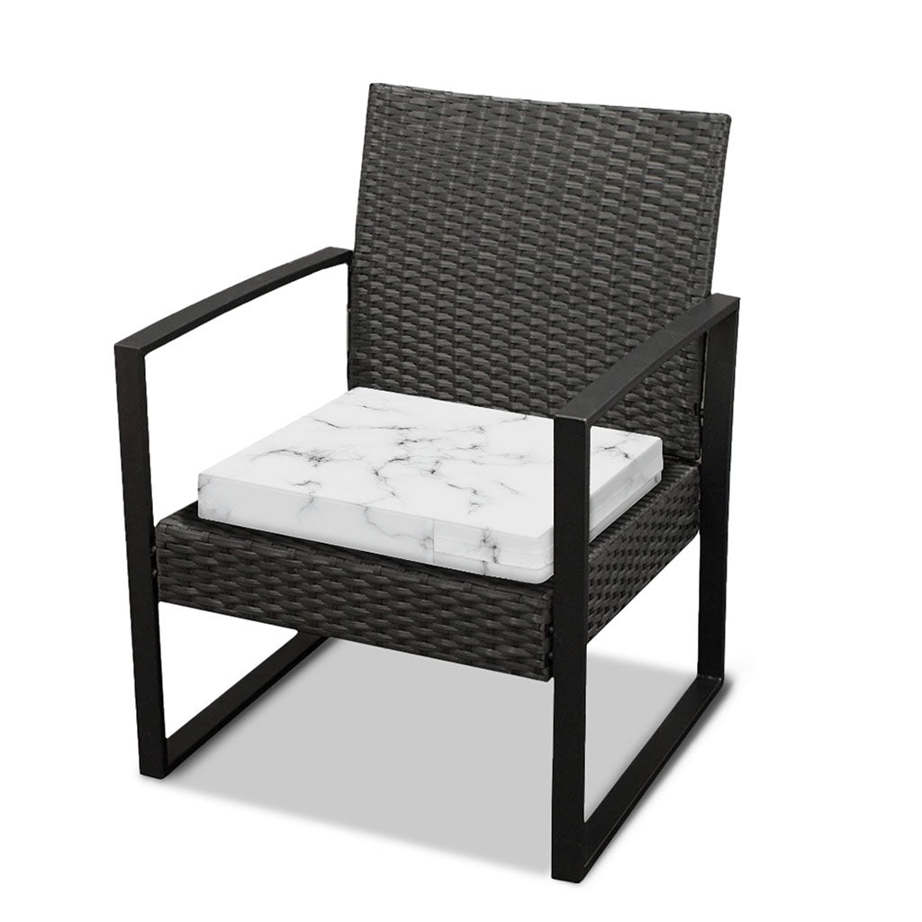 White Grey Smoke Marble Print Outdoor Seat Cushion Cover