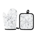 White Grey Smoke Marble Print Oven Mitt And Pot Holder Set