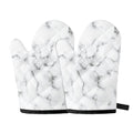 White Grey Smoke Marble Print Oven Mitts