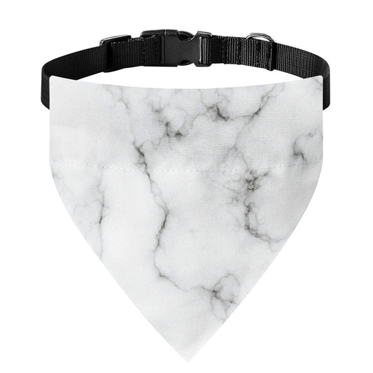 White Grey Smoke Marble Print Over The Collar Dog Bandana