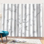 White Grey Smoke Marble Print Pencil Pleat Curtains
