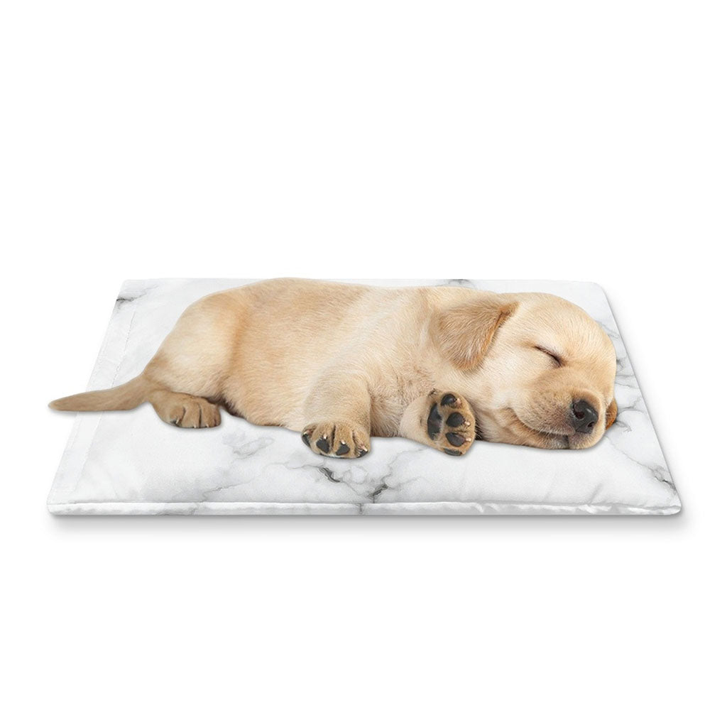 White Grey Smoke Marble Print Pet Cooling Mat Cover
