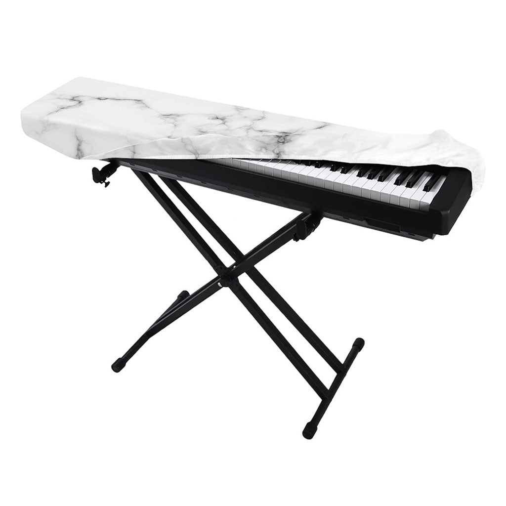White Grey Smoke Marble Print Piano Keyboard Cover