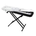 White Grey Smoke Marble Print Piano Keyboard Cover