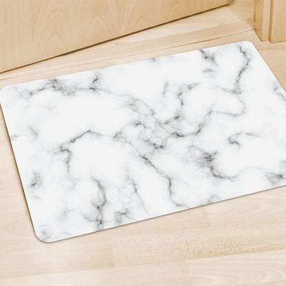 White Grey Smoke Marble Print Polyester Doormat