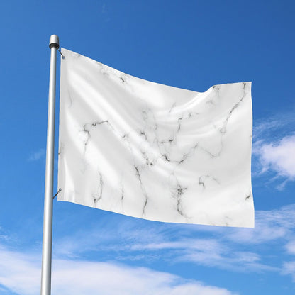 White Grey Smoke Marble Print Polyester Flag