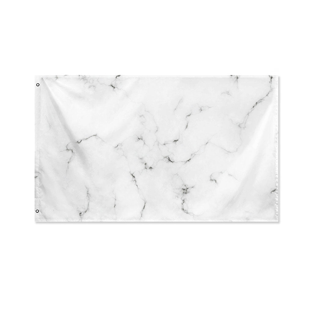 White Grey Smoke Marble Print Polyester Flag