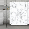 White Grey Smoke Marble Print Polyester Shower Curtain