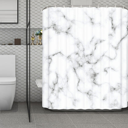 White Grey Smoke Marble Print Polyester Shower Curtain