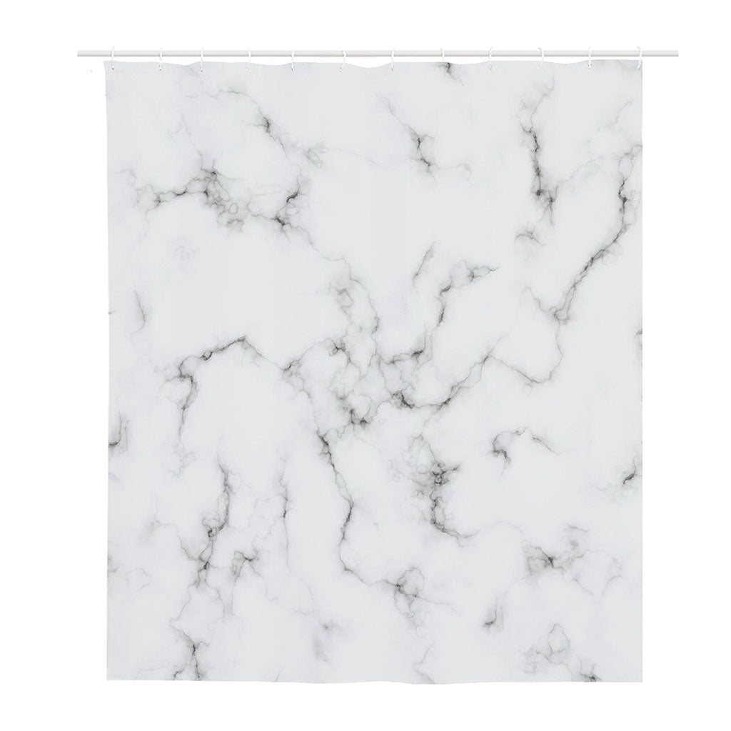 White Grey Smoke Marble Print Polyester Shower Curtain
