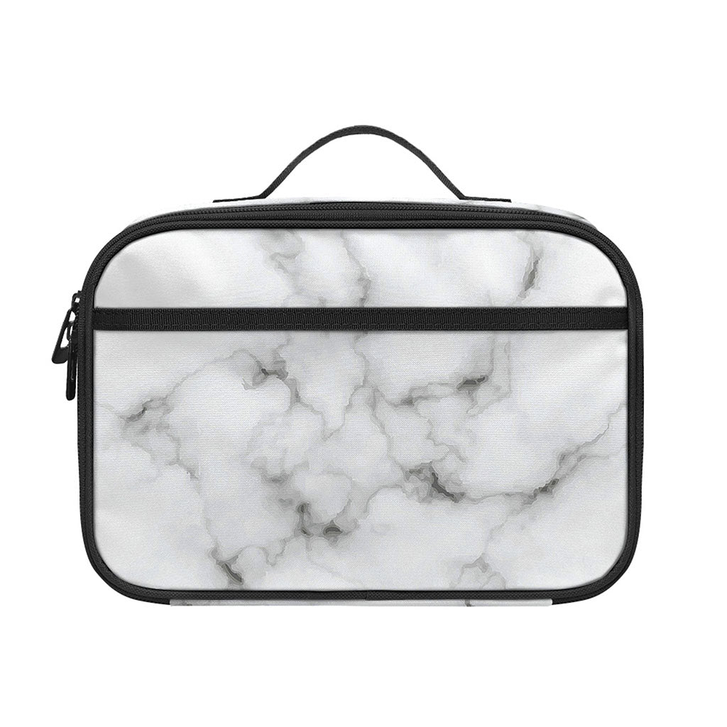 White Grey Smoke Marble Print Portable Lunch Bag