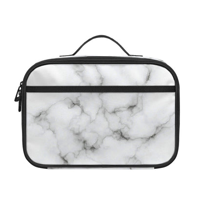 White Grey Smoke Marble Print Portable Lunch Bag