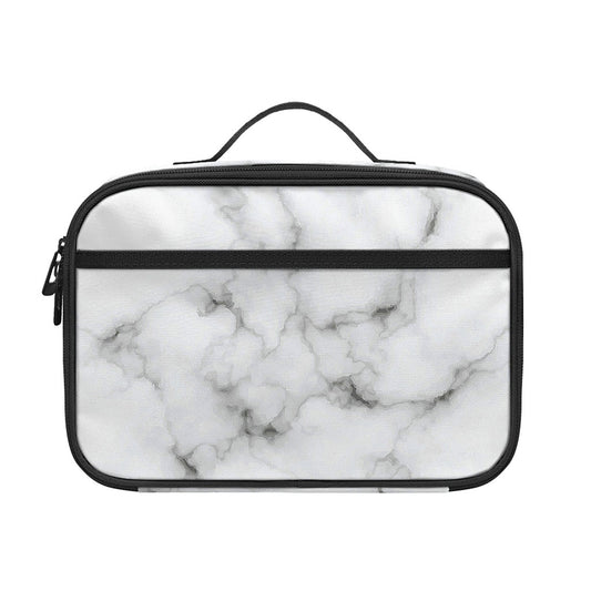 White Grey Smoke Marble Print Portable Lunch Bag
