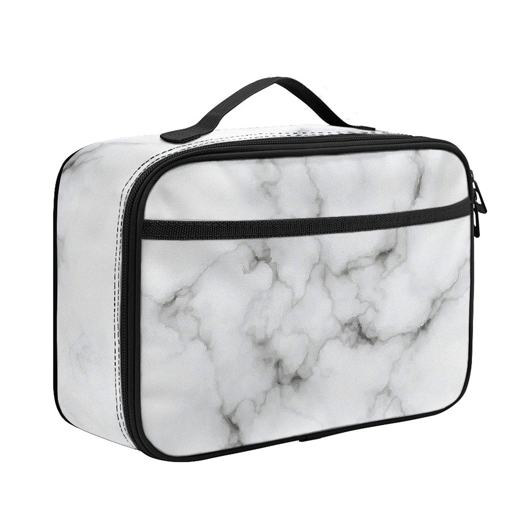 White Grey Smoke Marble Print Portable Lunch Bag