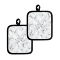 White Grey Smoke Marble Print Pot Holders
