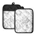 White Grey Smoke Marble Print Pot Holders With Pocket