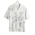 White Grey Smoke Marble Print Rayon Hawaiian Shirt