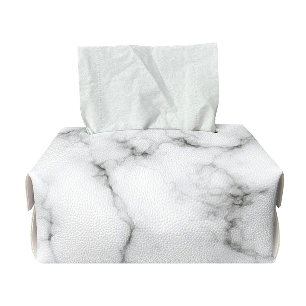 White Grey Smoke Marble Print Rectangle Tissue Box Cover