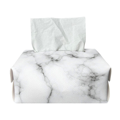 White Grey Smoke Marble Print Rectangle Tissue Box Cover
