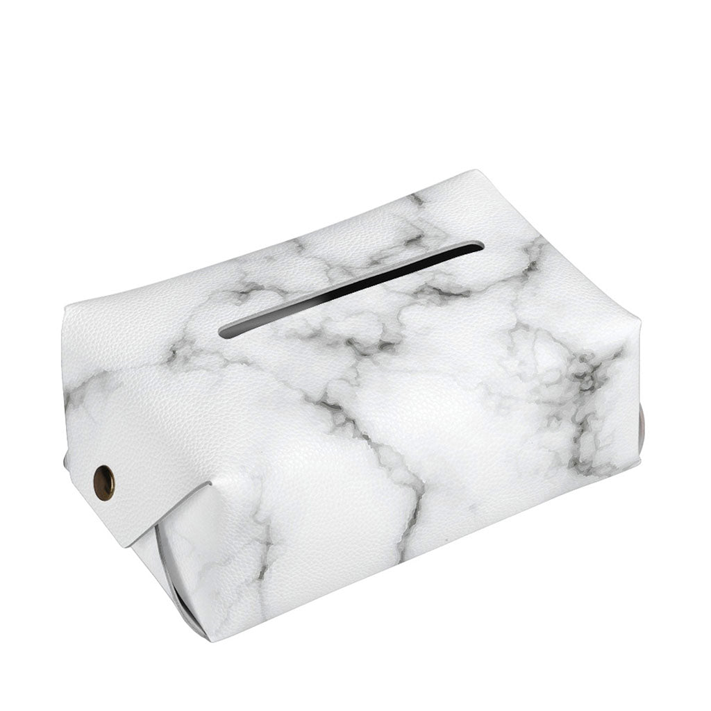 White Grey Smoke Marble Print Rectangle Tissue Box Cover
