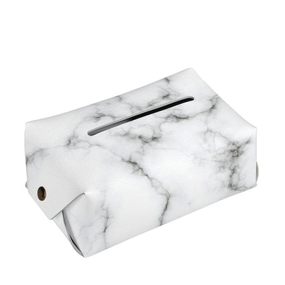 White Grey Smoke Marble Print Rectangle Tissue Box Cover