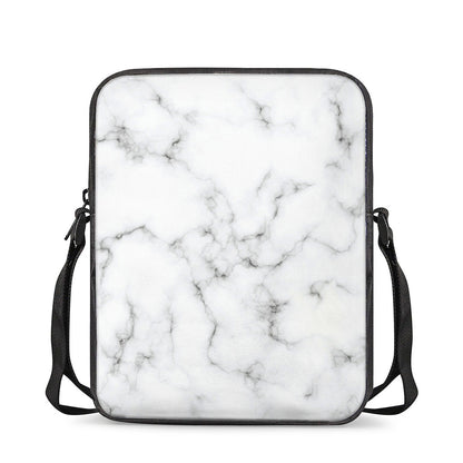 White Grey Smoke Marble Print Rectangular Crossbody Bag