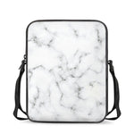 White Grey Smoke Marble Print Rectangular Crossbody Bag