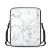 White Grey Smoke Marble Print Rectangular Crossbody Bag