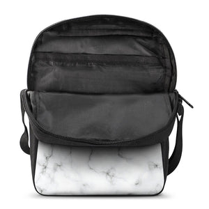 White Grey Smoke Marble Print Rectangular Crossbody Bag