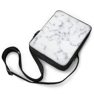 White Grey Smoke Marble Print Rectangular Crossbody Bag