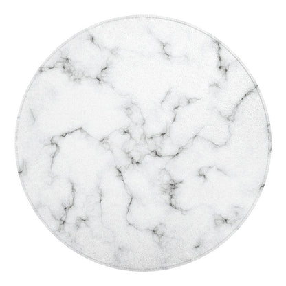 White Grey Smoke Marble Print Round Blanket