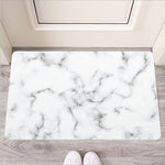 White Grey Smoke Marble Print Rubber Doormat