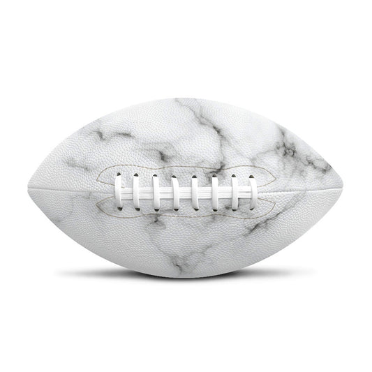 White Grey Smoke Marble Print Rugby Ball