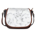 White Grey Smoke Marble Print Saddle Bag