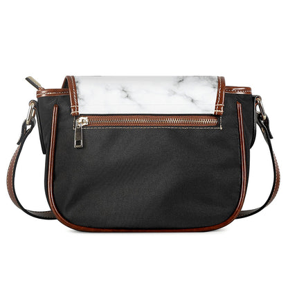 White Grey Smoke Marble Print Saddle Bag