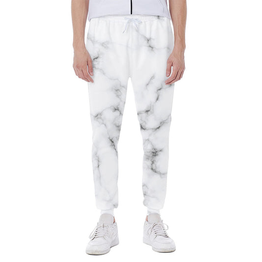White Grey Smoke Marble Print Scuba Joggers