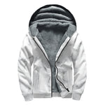 White Grey Smoke Marble Print Sherpa Lined Zip Up Hoodie