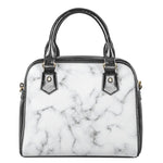 White Grey Smoke Marble Print Shoulder Handbag