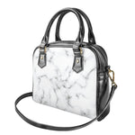 White Grey Smoke Marble Print Shoulder Handbag
