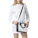 White Grey Smoke Marble Print Shoulder Handbag