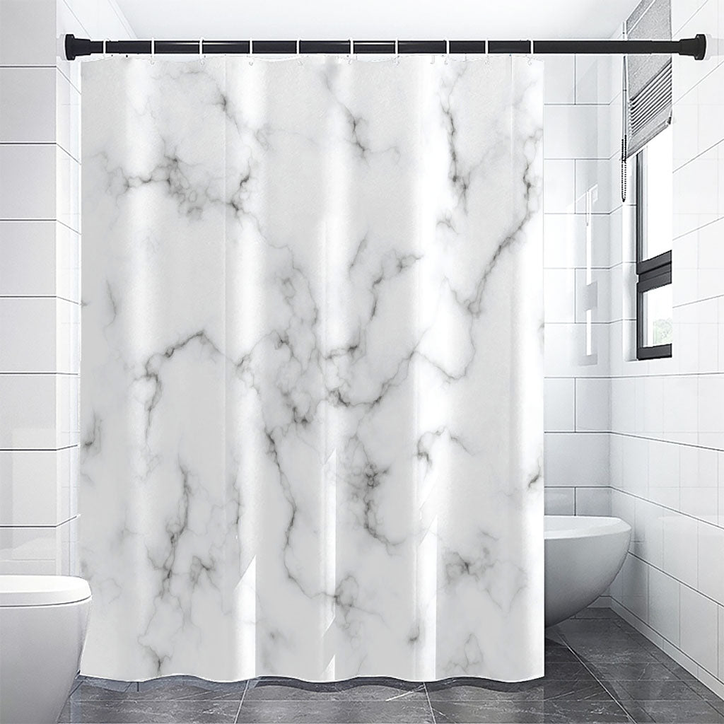 White Grey Smoke Marble Print Shower Curtain