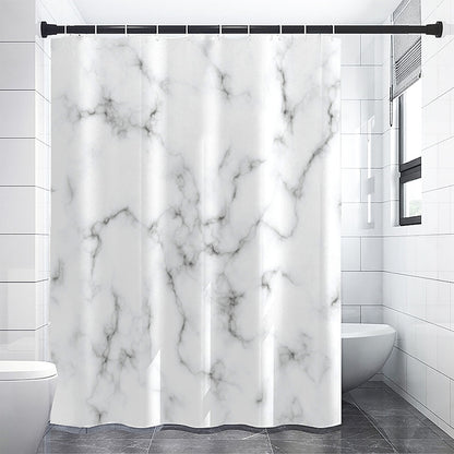 White Grey Smoke Marble Print Shower Curtain