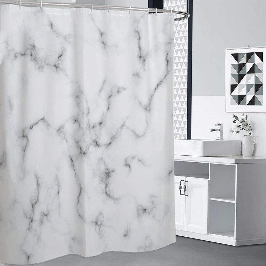 White Grey Smoke Marble Print Shower Curtain