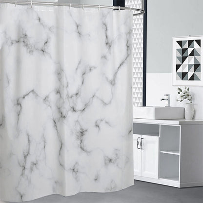 White Grey Smoke Marble Print Shower Curtain