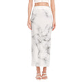 White Grey Smoke Marble Print Side Slit Maxi Skirt