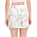 White Grey Smoke Marble Print Side Slit Mini Skirt